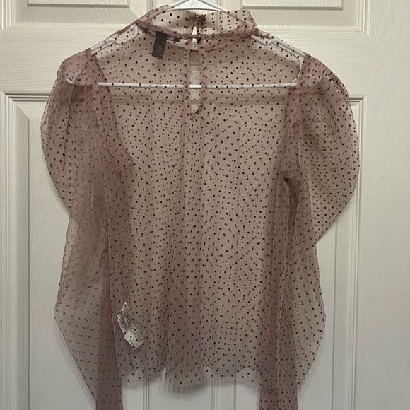 Sheer Polka Dot Blouse in Mauve - Picture 1 of 2